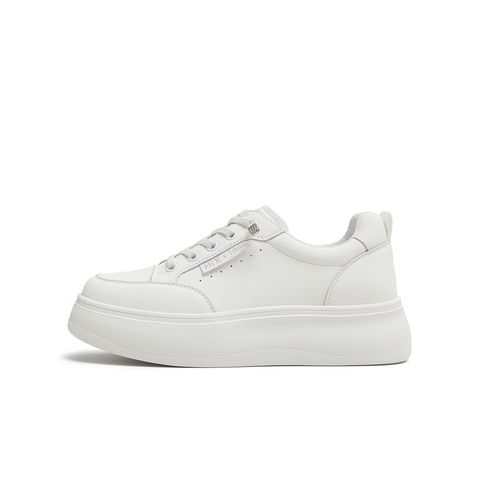 天美意2025秋新款商场同款休闲百搭纯色厚底女小白鞋BL351CM5