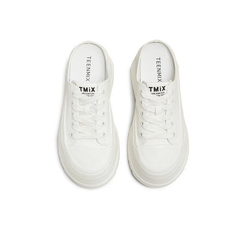 天美意2025秋新款时尚百搭拖鞋休闲通勤运动女帆布鞋KJ009CM5