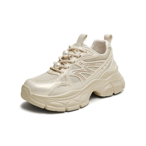 天美意2025秋新款休闲厚底百搭系带复古小个子女老爹鞋KD097CM5