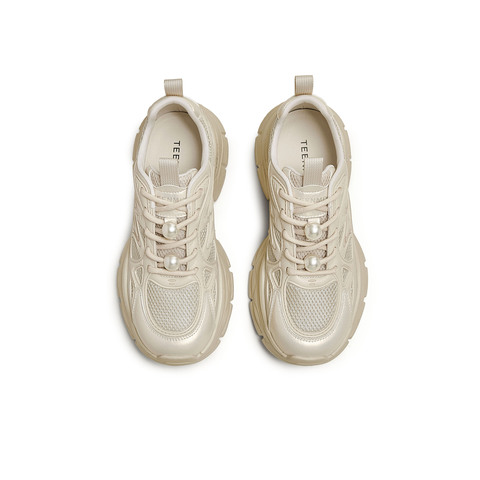 天美意2025秋新款休闲厚底百搭系带复古小个子女老爹鞋KD097CM5