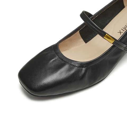 天美意2025秋新款商场同款纯色百搭复古女芭蕾玛丽珍鞋BI283CQ5
