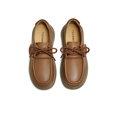 天美意2025秋新款袋鼠鞋休闲系带厚底纯色百搭女勃肯鞋KK063CM5