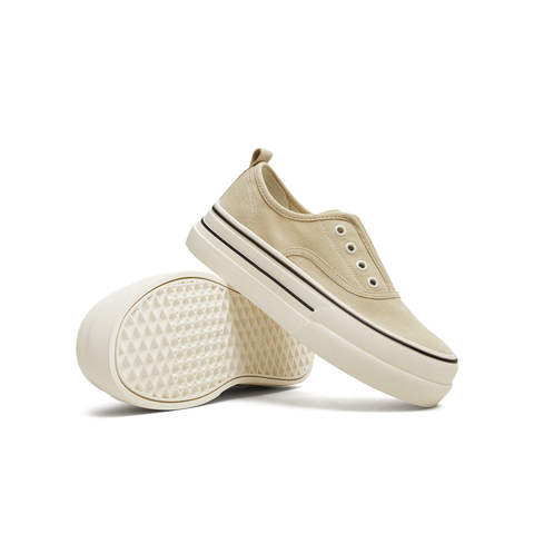 天美意2025秋新款厚底一脚蹬时尚休闲鞋女帆布鞋KJ010CM5