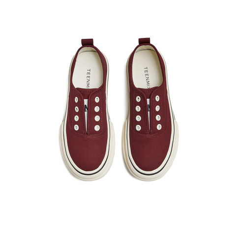 天美意2025秋新款厚底一脚蹬时尚休闲鞋女帆布鞋KJ010CM5