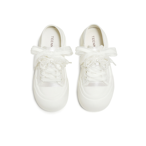 天美意2025秋新款休闲百搭系带复古厚底小白鞋女板鞋KB075CM5