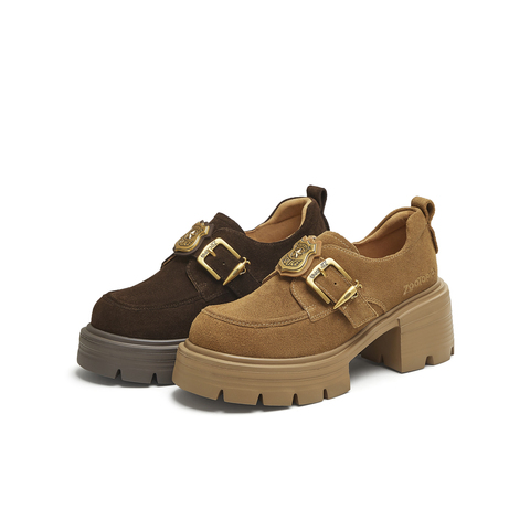 天美意2025秋新款商场同款厚底百搭小个子增高女乐福鞋CMJ27CM5