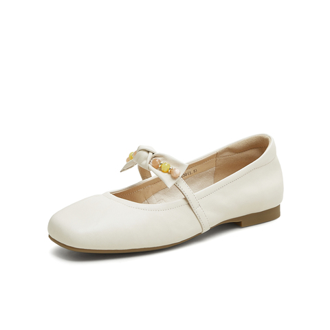 天美意2025秋新款商场同款纯色平底舒适女芭蕾玛丽珍鞋BL541CQ5