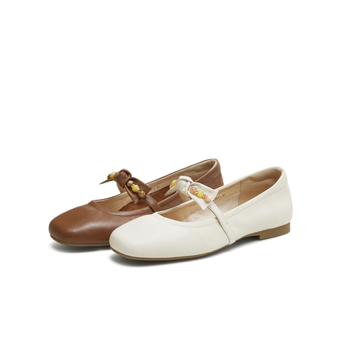 天美意2025秋新款商场同款纯色平底舒适女芭蕾玛丽珍鞋BL541CQ5