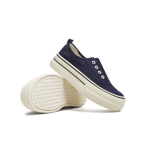 天美意2025秋新款厚底一脚蹬时尚休闲鞋女帆布鞋KJ010CM5