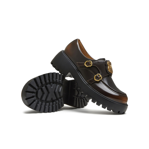 天美意2025秋新款商场同款学院复古英伦风乐福鞋女单鞋CPF36CM5