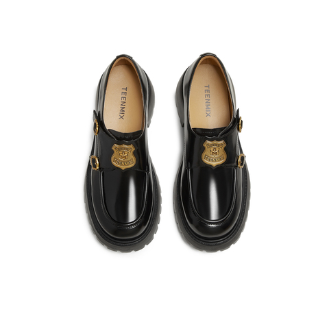 天美意2025秋新款商场同款学院复古英伦风乐福鞋女单鞋CPF36CM5