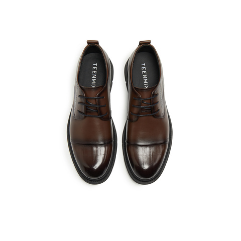 天美意2025秋新款商场同款纯色系带商务通勤男正装皮鞋3WS01CM5