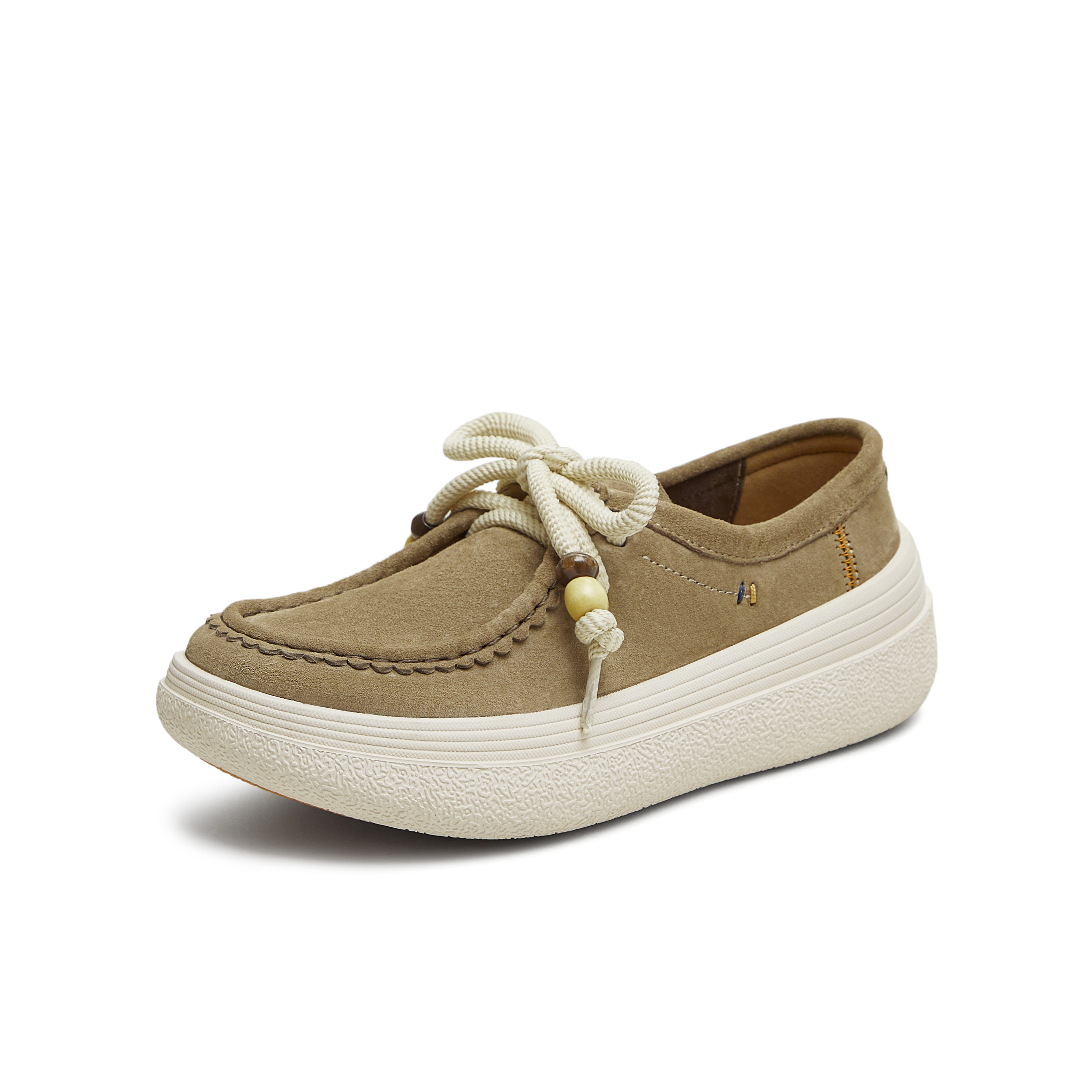 天美意2025秋新款休闲百搭厚底系带纯色百搭女袋鼠鞋KK055CM5