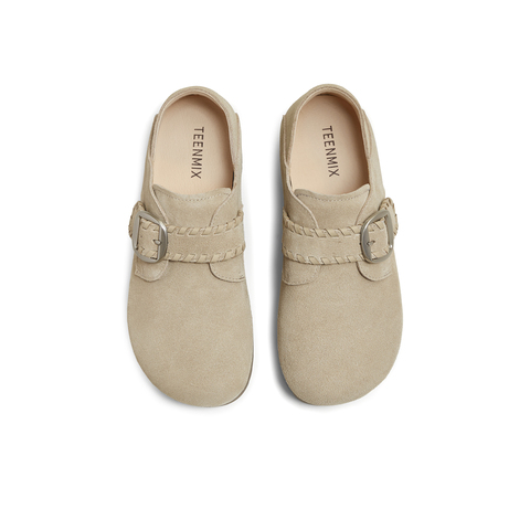 天美意2025秋新款商场同款纯色百搭复古半拖女勃肯鞋BJ553CM5