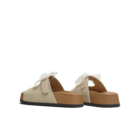 天美意2025夏新款蝴蝶结厚底百搭出游外穿沙滩女一字拖KT098BT5