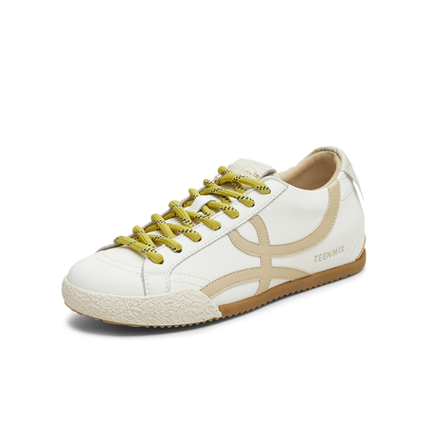 天美意2025秋新款休闲系带复古百搭拼色潮流运动女板鞋KB097CM5