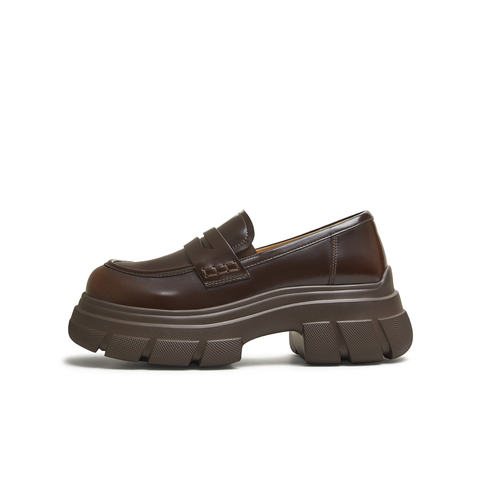 天美意2025秋新款商场同款乐福鞋复古百搭英伦女皮单鞋CFR01CA5