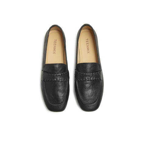 天美意2025秋新款商场同款纯色百搭优雅法式女乐福鞋BL861CA5