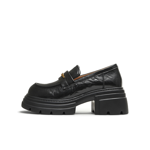 天美意2025秋新款商场同款厚底纯色jk百搭女乐福鞋BL271CA5