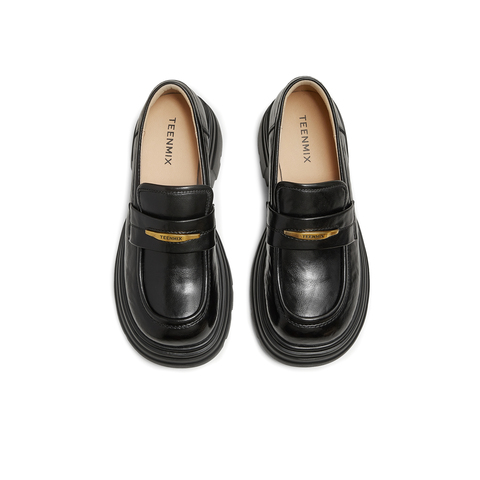 天美意2025秋新款商场同款厚底纯色jk百搭女乐福鞋BL271CA5