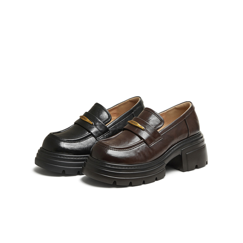 天美意2025秋新款商场同款厚底纯色jk百搭女乐福鞋BL271CA5