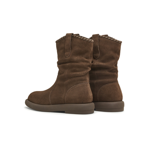 天美意2025冬新款商场同款休闲百搭靴子复古女时装靴BL751DZ5