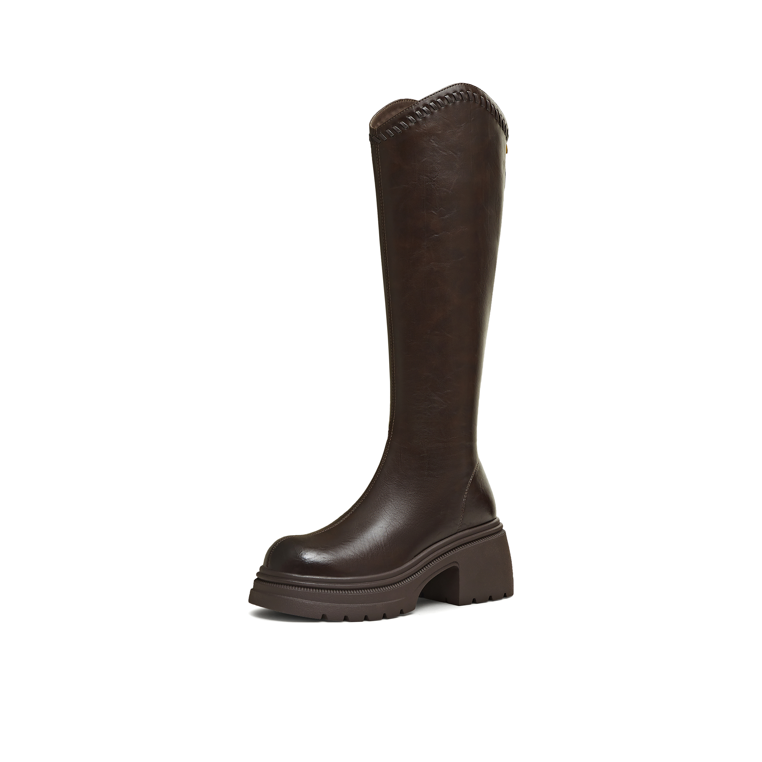 天美意2025冬新款商场同款高直筒显瘦百搭厚底女骑士靴BL641DG5