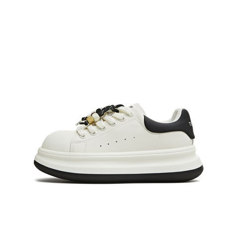 天美意2025秋新款休闲百搭厚底系带运动户外女小白鞋BM261CM5