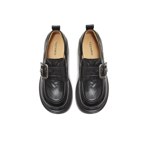 天美意2025秋新款商场同款厚底百搭纯色复古女乐福鞋BL851CA5