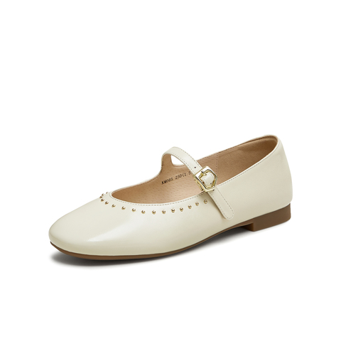 天美意2025秋新款潮流休闲复古法式百搭平底女玛丽珍鞋KM085CA5