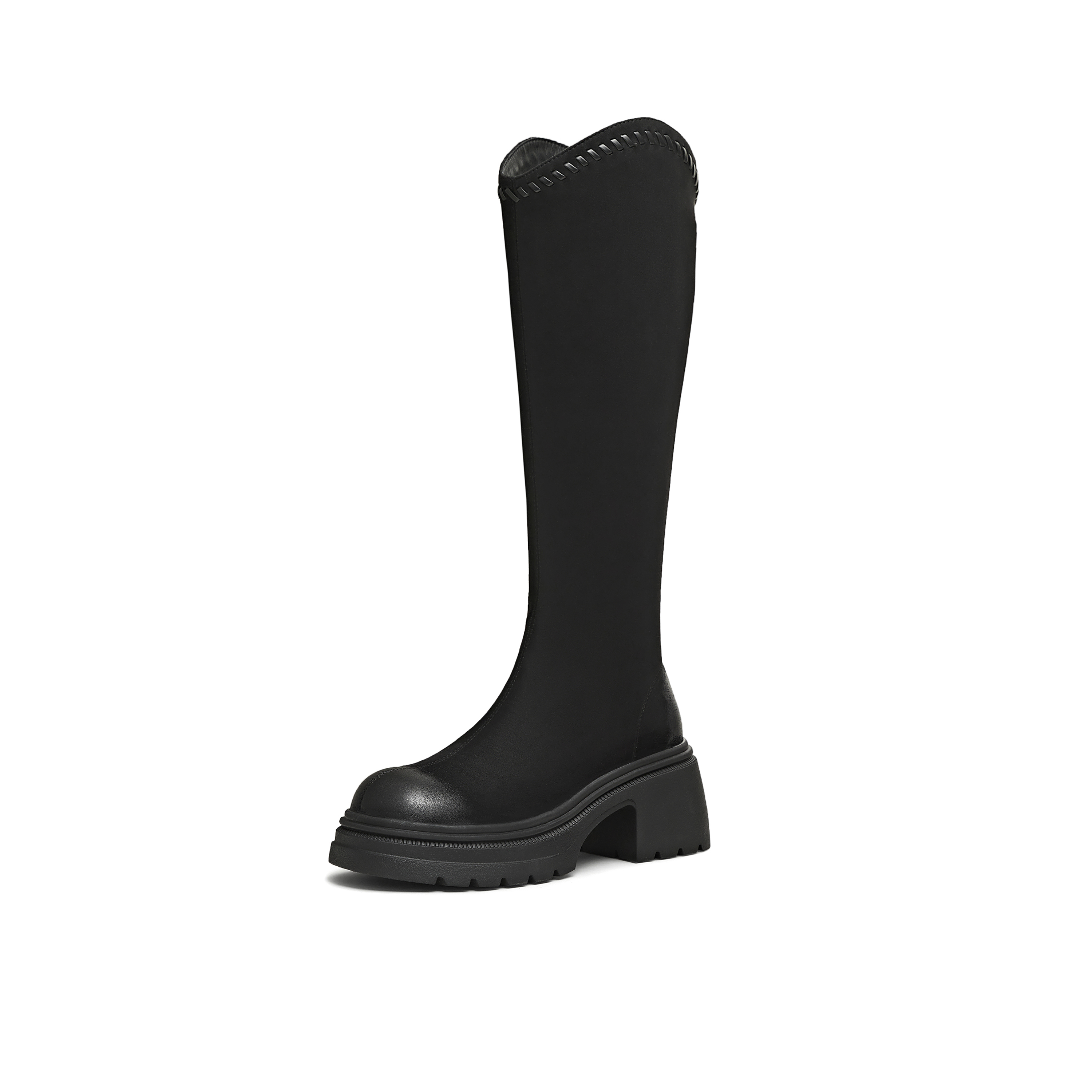 天美意2025冬新款商场同款高直筒显瘦百搭厚底女骑士靴BL641DG5