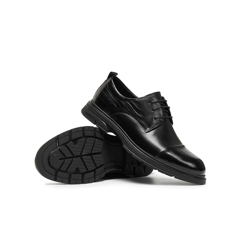 天美意2025秋新款商场同款纯色系带商务通勤男正装皮鞋3WS01CM5