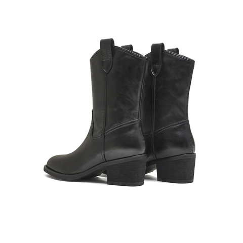 天美意2025冬新款方跟英伦百搭显瘦西部靴女短靴KXZ14DZ5