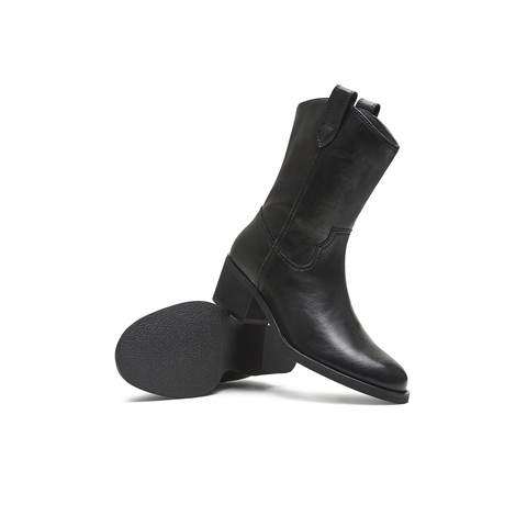 天美意2025冬新款方跟英伦百搭显瘦西部靴女短靴KXZ14DZ5