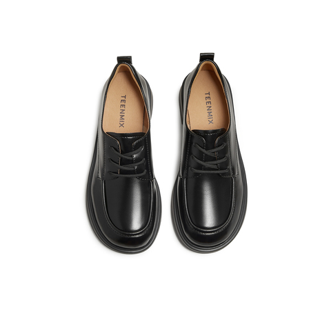 天美意2025秋新款商场同款纯色系带厚底百搭女牛津鞋COY43CM5