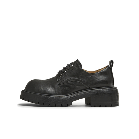 天美意2025秋新款大头牛津鞋复古英伦深口单鞋女皮鞋KY016CM5