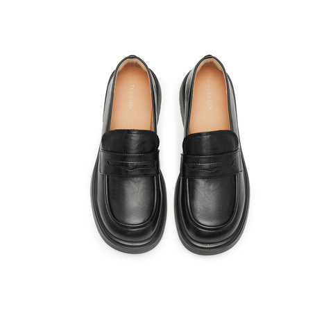 天美意2025秋新款商场同款厚底一脚蹬乐福鞋时尚女皮鞋BK381CA5