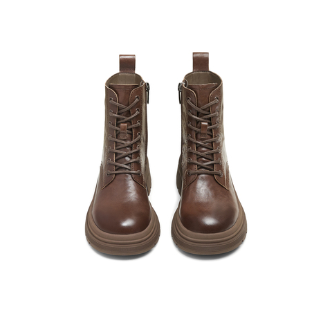 天美意2025冬新款商场同款粗跟擦色英伦短靴女马丁靴BL711DD5