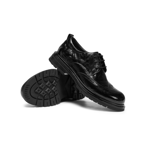 天美意2025冬新款商场同款布洛克雕花商务正装男皮鞋3XH01DM5