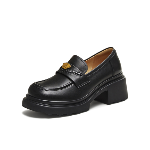 天美意2025秋新款商场同款厚底百搭纯色复古女乐福鞋BL821CA5