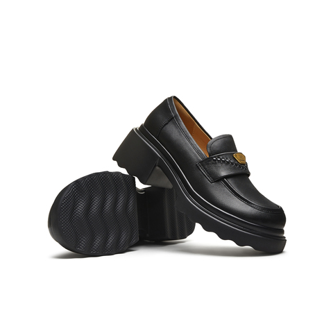 天美意2025秋新款商场同款厚底百搭纯色复古女乐福鞋BL821CA5