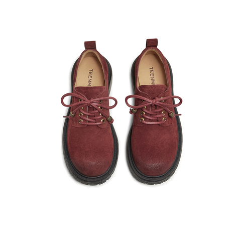 天美意2025秋新款大头牛津鞋复古英伦深口单鞋女皮鞋KY016CM5