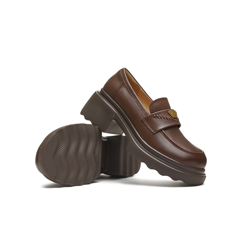 天美意2025秋新款商场同款厚底百搭纯色复古女乐福鞋BL821CA5