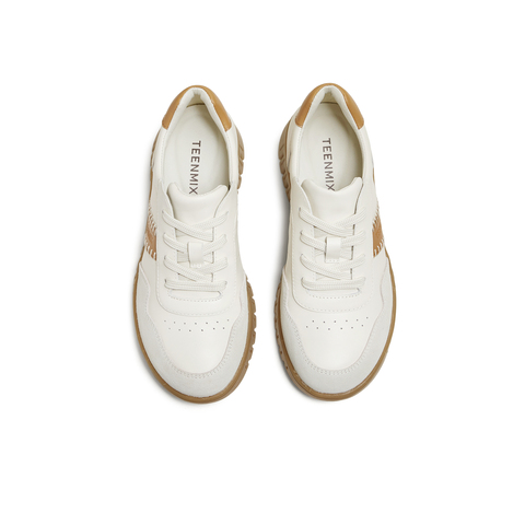 天美意2025秋新款商场同款拼色复古英伦风百搭女牛津鞋CMA35CM5