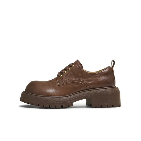 天美意2025秋新款大头牛津鞋复古英伦深口单鞋女皮鞋KY016CM5