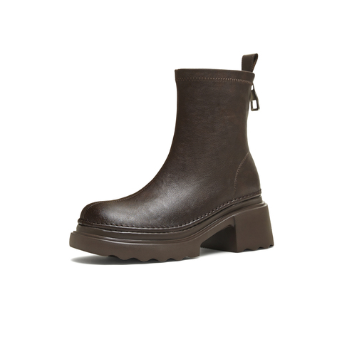 天美意2025冬新款商场同款厚底简约百搭时装靴短靴女靴BL691DD5