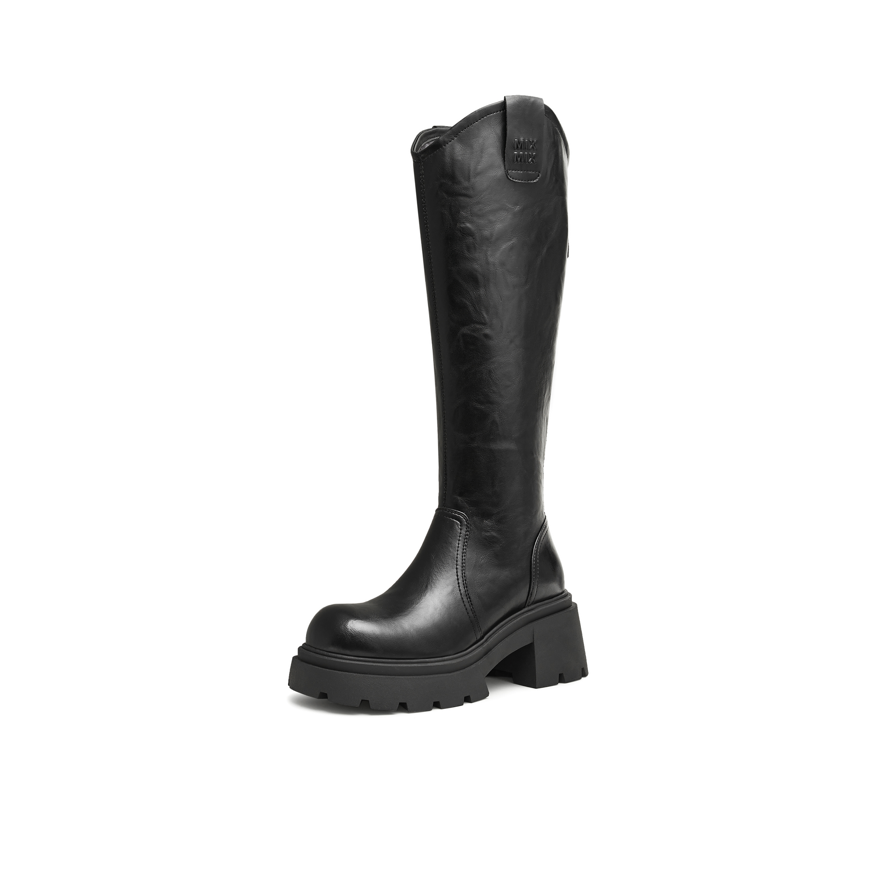 天美意2025冬新款长筒靴高靴厚底弹力靴v口女骑士靴KTX14DG5