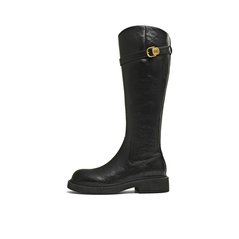 天美意2025冬新款商场同款高直筒显瘦百搭厚底女骑士靴CD580DG5