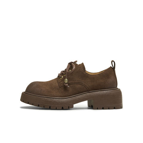 天美意2025秋新款大头牛津鞋复古英伦深口单鞋女皮鞋KY016CM5