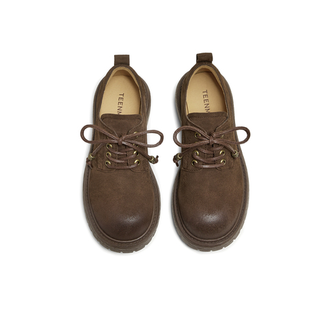 天美意2025秋新款大头牛津鞋复古英伦深口单鞋女皮鞋KY016CM5